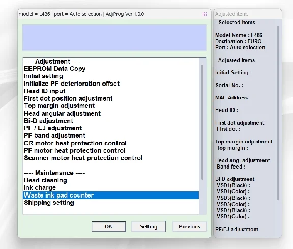 EPSON Adjustment Program Reset L382-L386-L486-L3050
