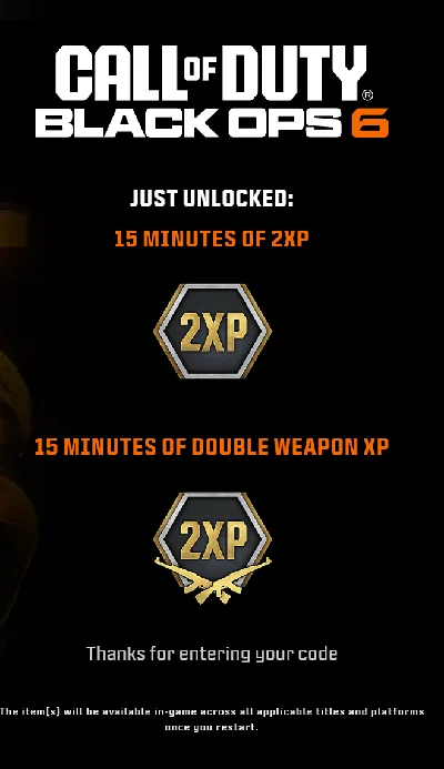 🔥KEY🔑15 Min Double XP+15 Min Weapon XP/MONSTER ENERGY