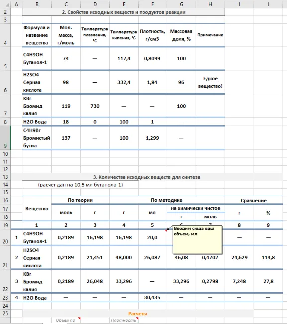 Application_Form. Calculation of the synthesis of butyl