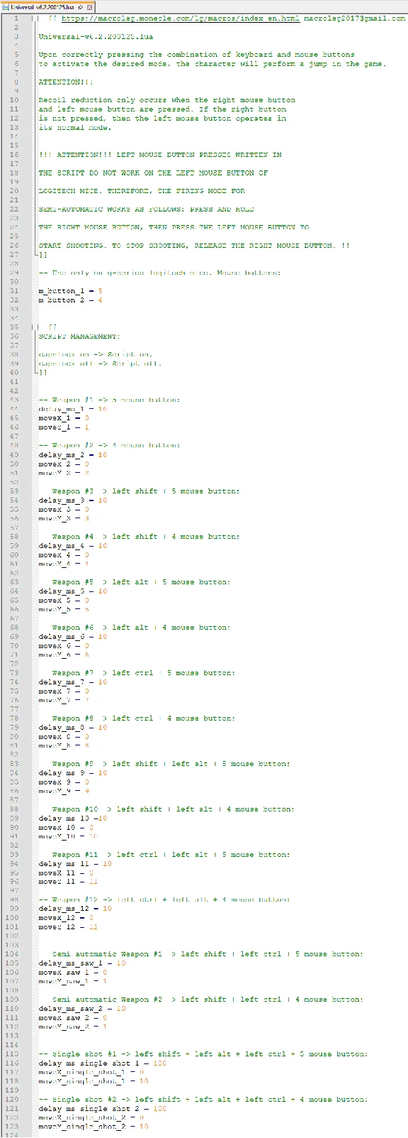 Universal script - No Recoil for Logitech.