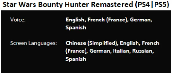 Star Wars Bounty Hunter Remaster 2024 PS4|PS5 P2 Rent