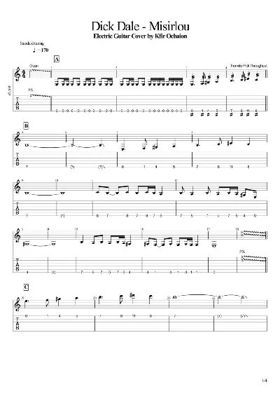 Tabs Dick Dale - Misirlou - Electric - Kfir Ochaion
