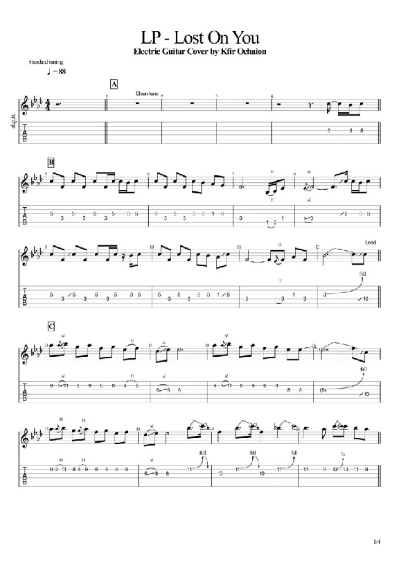 Tabs LP - Lost On You - Cover by Kfir Ochaion
