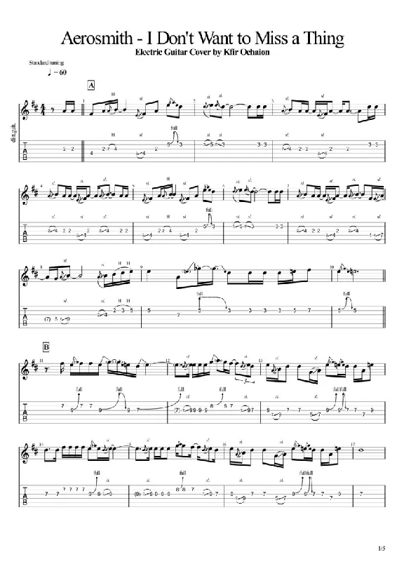 Tabs Aerosmith - I Don´t Want to Miss a Thing