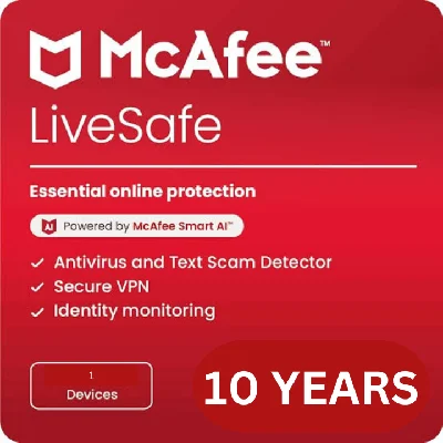 McAfee Livesafe 2025 Key 10 Years
