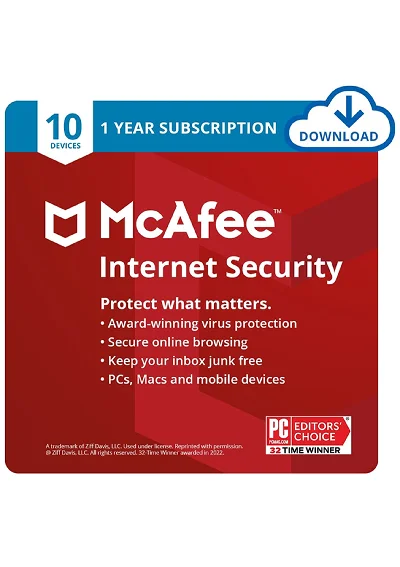 McAfee Internet Security 10 Devices 1 Year (Global Key)
