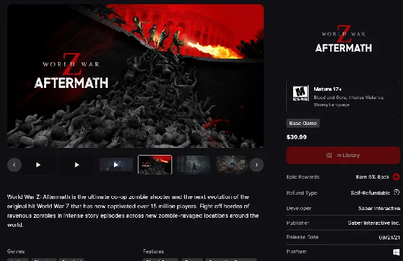 ⭐World War Z: Aftermath Epic New account + Mail |Online
