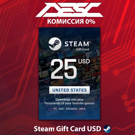 ⚫ STEAM TOP UP CARD 💳 USA/CIS/TR/AR 🌟 1-100 USD