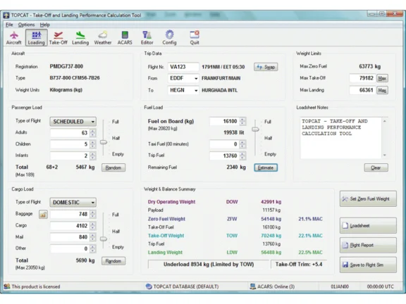 🏢 TOPCAT Performance Calculator | FSX, P3D, MSFS