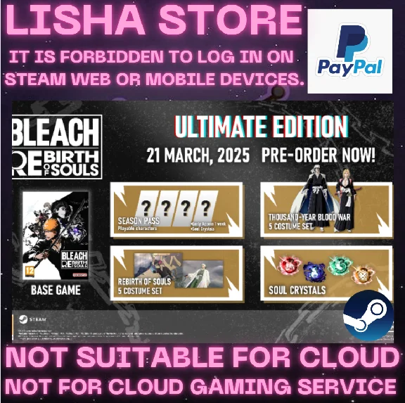 BLEACH Rebirth of Souls Ultimate+PREORDER BONUS+PAYPAL
