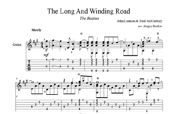 The Long And Winding Road (The Beatles) guitar notes