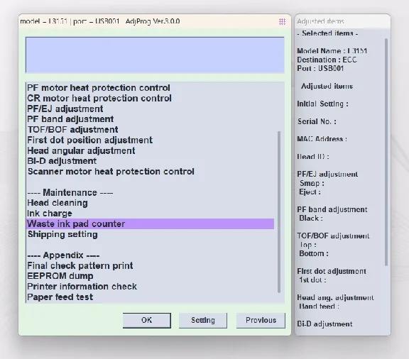 AdjProg Reset- L111*-L310*-L311*-L315*-L5198