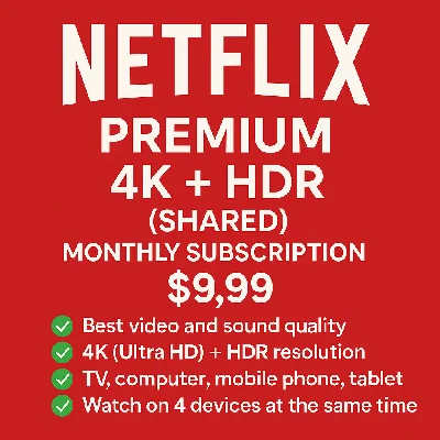 🏆NETFLIX PREMIUM 4K + HDR  MONTHLY SUBSCRIPTION 🎁✅