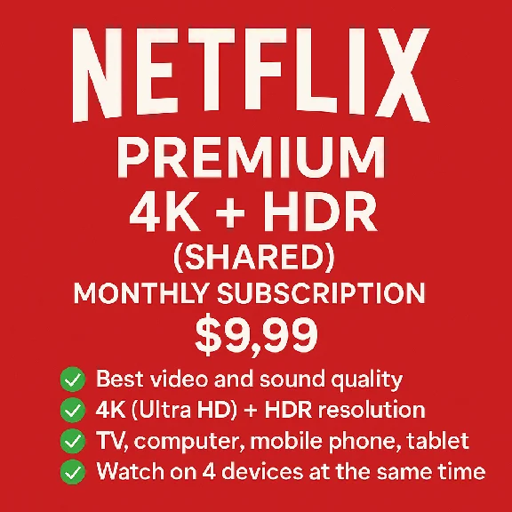 🏆NETFLIX PREMIUM 4K + HDR  MONTHLY SUBSCRIPTION 🎁✅