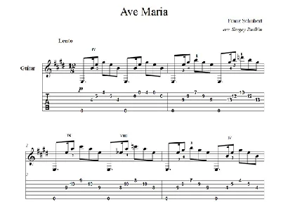 Ave Maria (Franz Schubert) guitar notes