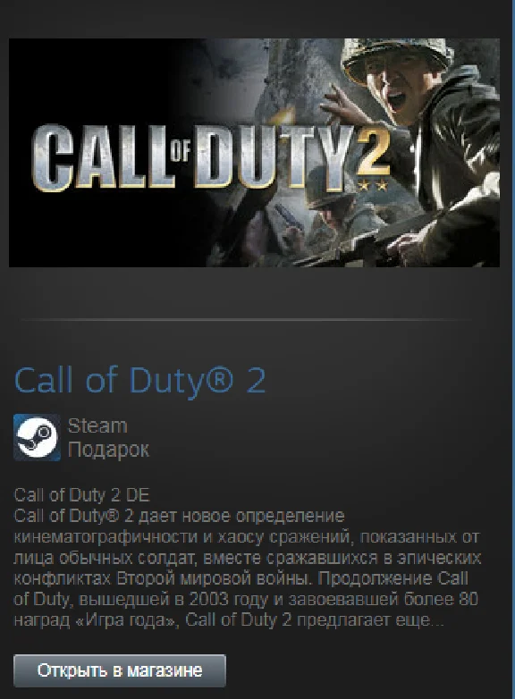 Call of Duty 2 (Steam Gift Region Free / ROW)