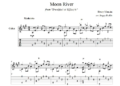 Moon river (Генри Манчини) ноты для гитары
