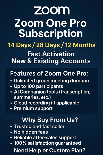 Zoom One Pro 14 Days/28 Days/12 months Fast  ⚡️⚡️