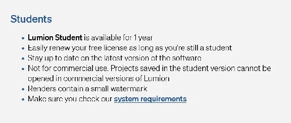 LUMION PRO 1 user - key 6 months ( edu )