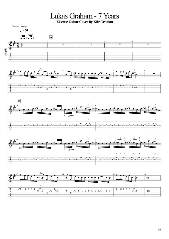 Tabs Lukas Graham - 7 Years - Cover by Kfir Ochaion