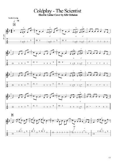 Tabs Coldplay - The Scientist - Cover by Kfir Ochaion