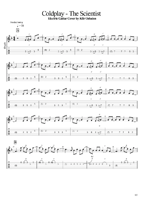 Tabs Coldplay - The Scientist - Cover by Kfir Ochaion