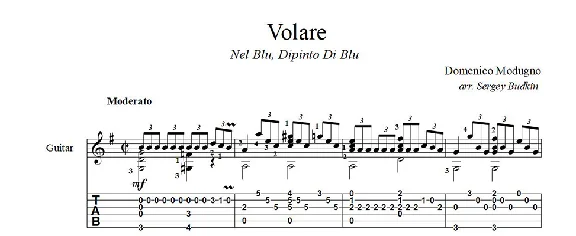 Volare (Domenico Modugno) guitar notes