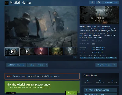 Mistfall Hunter Playtest 4.22th 【STEAM Account】