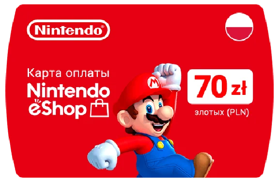 Карта Nintendo eShop 70zł PLN(Злотых) 🔵Польша