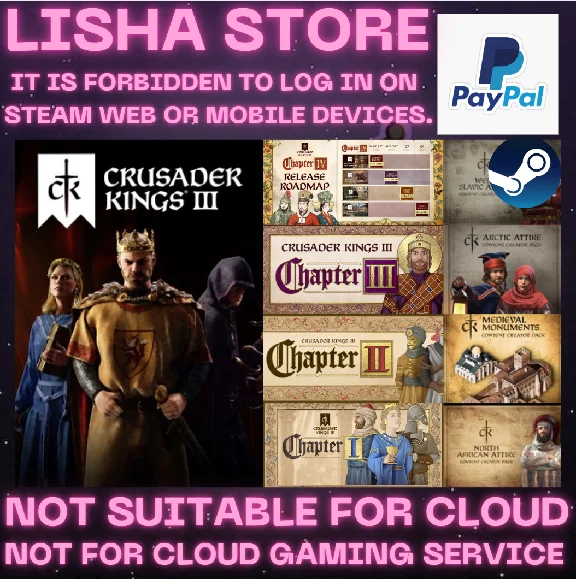 Crusader Kings 3 III Full DLC Steam Offline Paypal