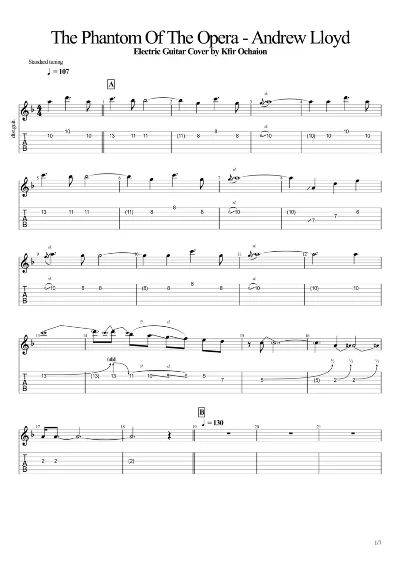 Tabs Kfir Ochaion - The Phantom of the Opera - Metal