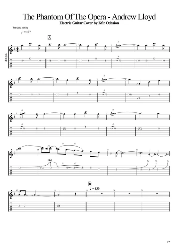 Tabs Kfir Ochaion - The Phantom of the Opera - Metal