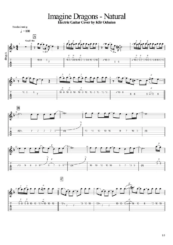 Tabs Kfir Ochaion - Imagine Dragons - Natural