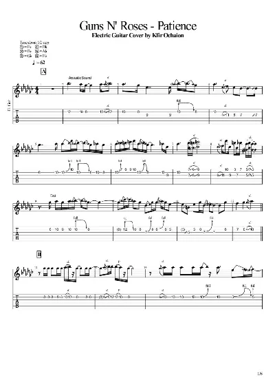 Tabs Guns N´ Roses - Patience - Cover by Kfir Ochaion