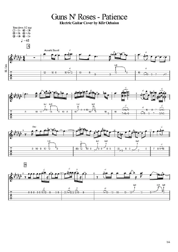 Tabs Guns N´ Roses - Patience - Cover by Kfir Ochaion
