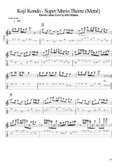Tabs Super Mario Theme - Metal Cover by Kfir Ochaion
