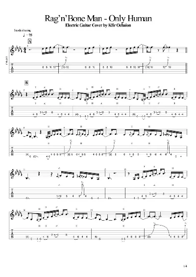 Tabs Rag´n´Bone Man - Human - Cover by Kfir Ochaion