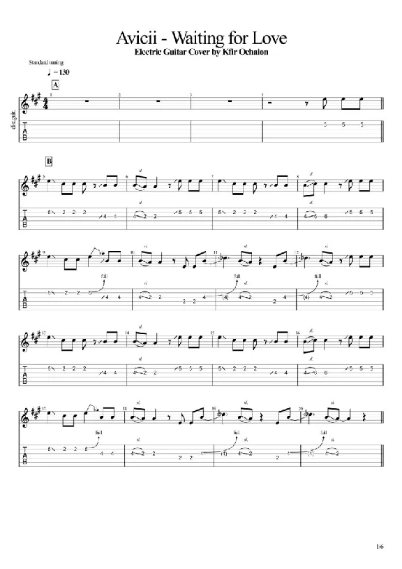 Tabs Kfir Ochaion - Avicii - Waiting for Love