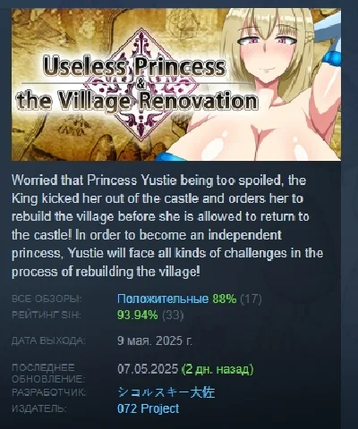 Useless Princess and the Village Renovation 💎 STEAM
