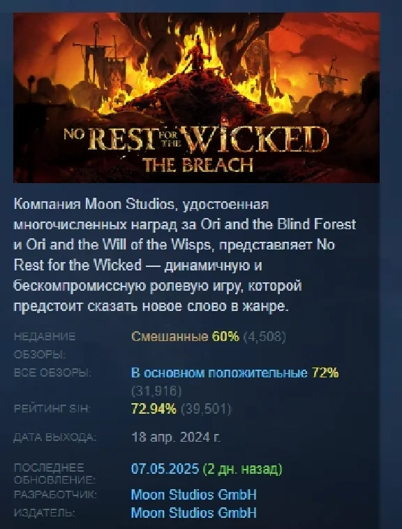 No Rest for the Wicked 💎АВТОДОСТАВКА STEAM GIFT РОССИЯ