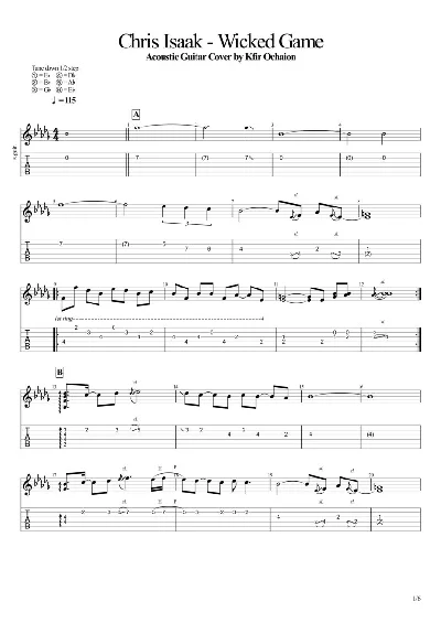 Tabs Chris Isaak - Wicked Game - Cover by Kfir Ochaion
