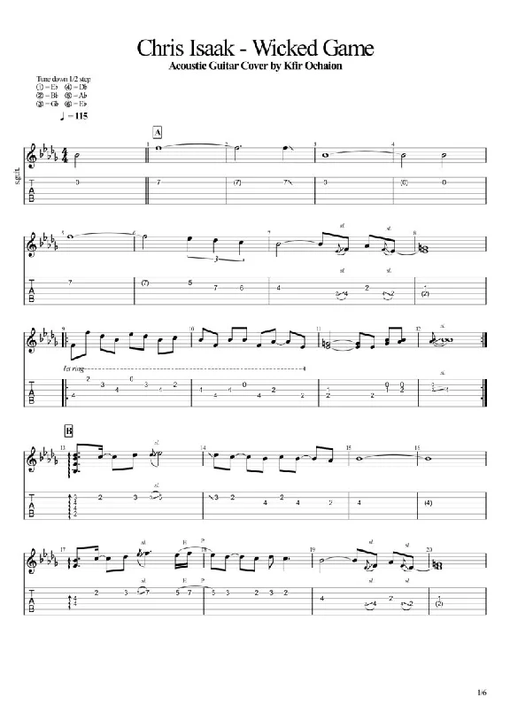 Tabs Chris Isaak - Wicked Game - Cover by Kfir Ochaion