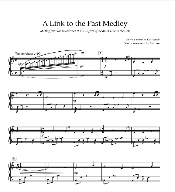 Sheet Animenz - Zelda - A Link to the Past OST Medley
