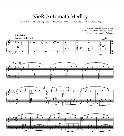 Sheet Animenz - NieR: Automata - Soundtrack Medley