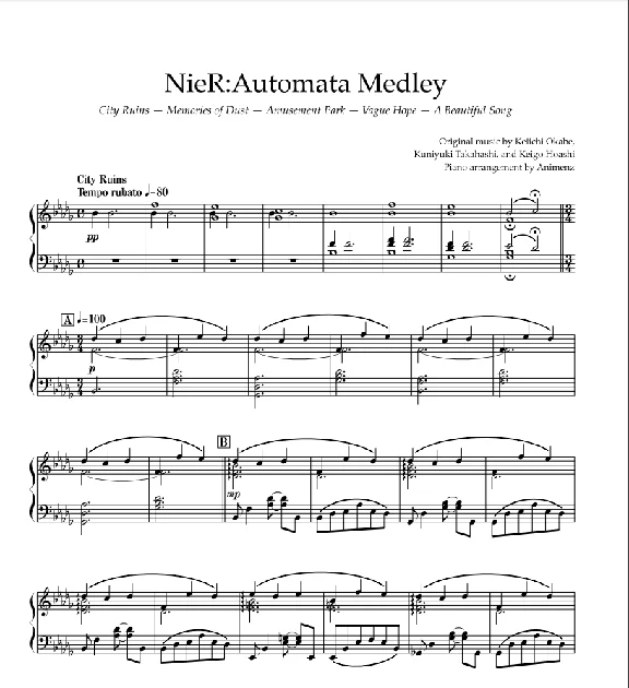 Sheet Animenz - NieR: Automata - Soundtrack Medley