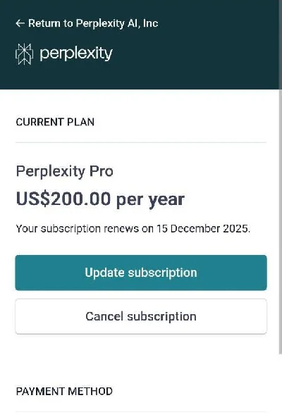Perplexity AI PRO ON ACCOUNT 1 YEAR 6$