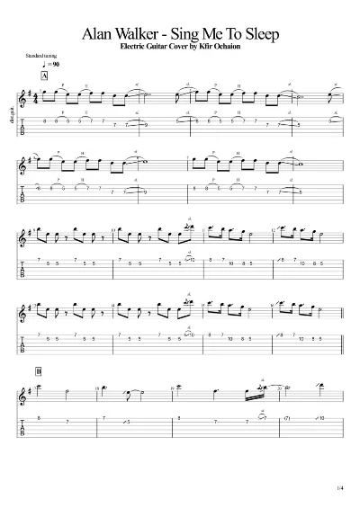 Tabs Kfir Ochaion - Alan Walker - Sing Me To Sleep