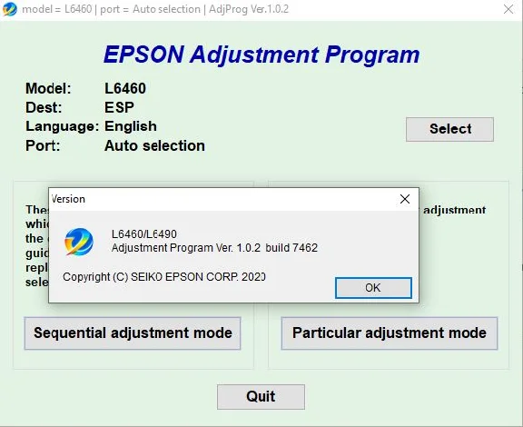 Reset Epson L6460 L6490 Adjustment Program