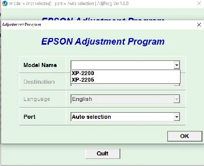 Reset Epson XP-2200 XP-2205 Adjustment Program