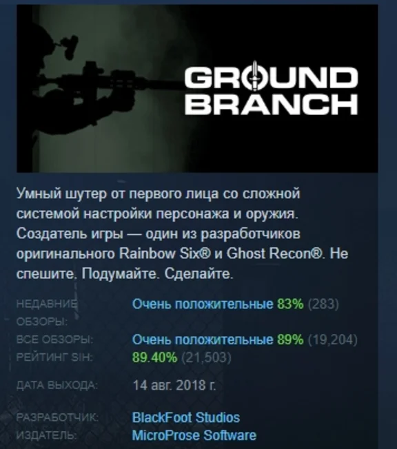 GROUND BRANCH 💎 АВТОДОСТАВКА STEAM РОССИЯ